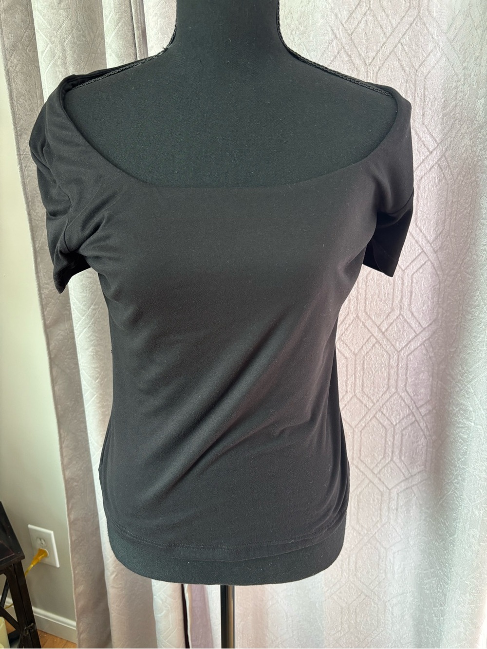 Classic Black Square-Neck Short Sleeve Tee